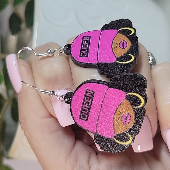 Queen Ethnic Girl Drop Earrings, S925 - Picture 5 of 5